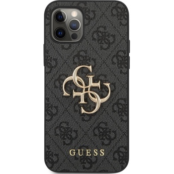 GUESS Калъф Guess - PU 4G Metal Logo, iPhone 12/12 Pro, сив (3666339004576)