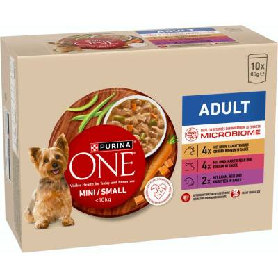 Purina One mini Dog adult kuře hovězí jehněčí ve šťávě 10 x 85 g