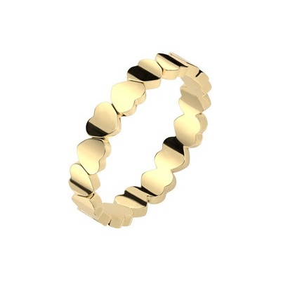 Šperky4U Zlacený ocelový prsten se srdíčky OPR1948