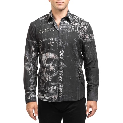 AFFLICTION мъжка риза affliction - brentwood - ЧЕРНО - 110wv926-bk