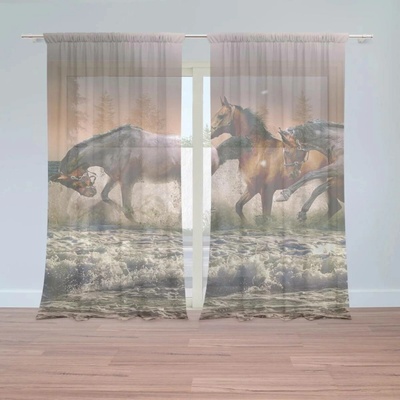 Sablio Záclony Koně ve vodě: 2ks 150x250cm