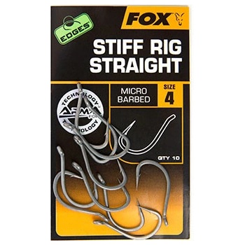 Fox Edges Stiff Rig Straight Hooks vel.4 10 ks
