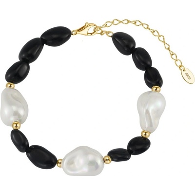 Majya Stříbrný náramek s perlami BLAKE pozlacený 11886