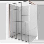 Mexen Kioto стена за душ Walk-in 90 x 200 cm, черен модел 8 mm, четкана мед - 800-090-101-65-78 (800-090-101-65-78)