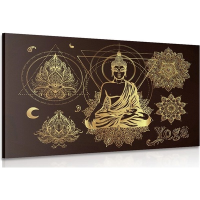 Obraz zlatý meditujúci Budha
