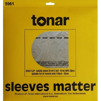 TONAR Nonstatic Inner Record Sleeves 12 Inch 50 pack