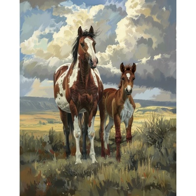 ZUTY Obrazy na stenu - KONE NA NÁHORNÝCH PLANINÁCH Rámovanie: bez rámu a bez vypnutia plátna, Rozmer: 40x50 cm