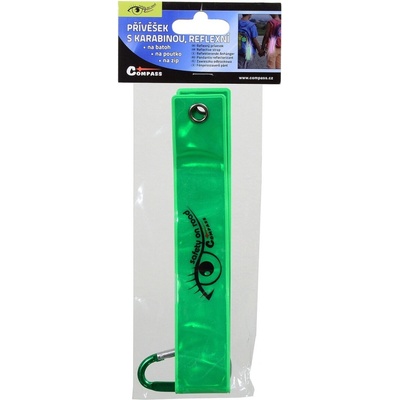 Compass reflexný pásik zelený s karabínou 01575