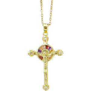HARAHU Колие Golden Cross - Златен KP32651