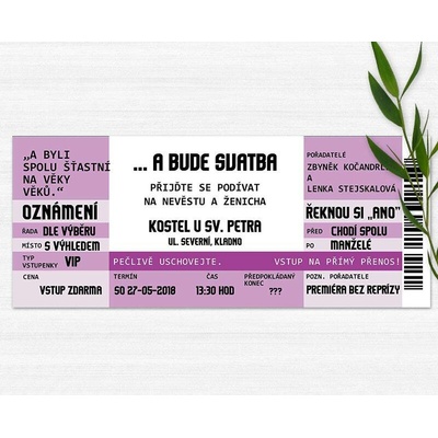 Vstupenka - svatební oznámení