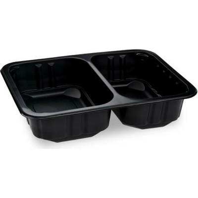 WIMEX. 78512 Menu miska do mikrovlnnej rúry 2-dielna, PP, vhodná na zatavovanie fóliou, 22,7x17,8x5cm, 1300ml, čierna
