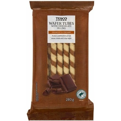 Tesco Oblátkové trubičky s čokoládovým krémom 280 g