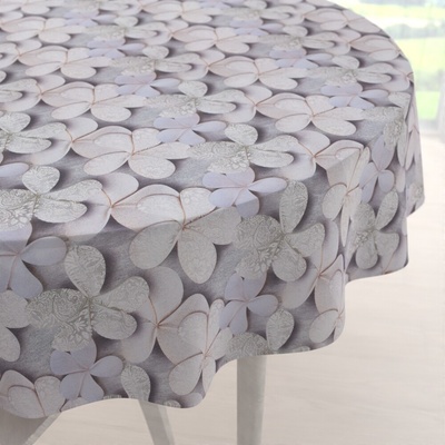 Biante okrúhly obrus PML-032 Designové kvety na sivom 140cm