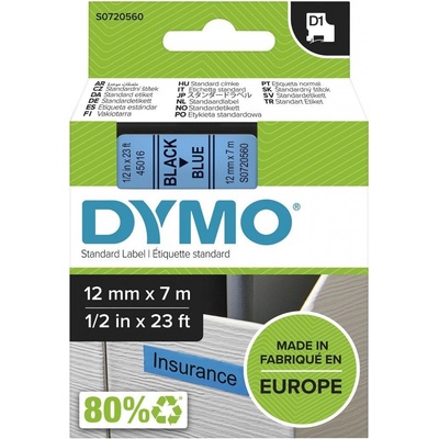 DYMO páska D1 12mm x 7m, černá na modré, 45016, S0720560