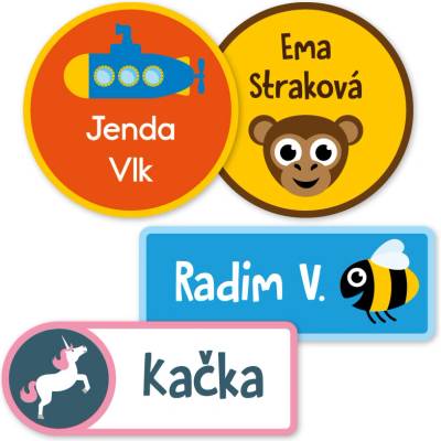 Mama Labels Velké samolepky se jménem pro děti do školy a školky