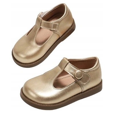 Dětské metalické polobotky na suchý zip zlaté