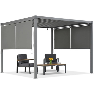 Garden Point Madera 3x4m terasová pergola se 4m bočními roletami antracitová