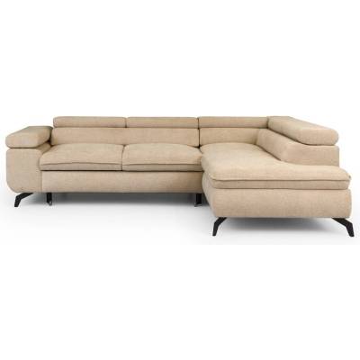 ROPEZ Бежов шенилов ъглов диван (десен ъгъл L форма) Marbeya - Ropez (Marbeya Narożnik L z f.spania - Prawa OT Misterio 7 ( Davis ) Czarny Mat)
