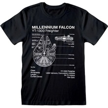 Heroes Inc tričko Star Wars Millennium Falcon Sketch černé