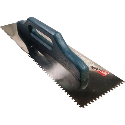 TOPTRADE hladítko nerezové, s drevenou rukoväťou, zub 4 mm, 500 x 130 mm, štandard