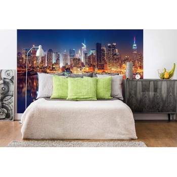 DIMEX ART s. r. o Самозалепваща се флизелинова фототапета силует на ню йорк през нощта 375 x 250 см