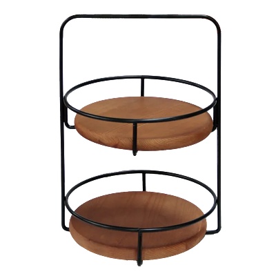 Horecano HORECANO-Метална стойка за блок маса на два етажа с дървен плот КРЪГ ф28х41cm (HC-93865) (0193865)