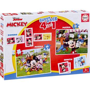 Educa Детски пъзели и игри Educa 4 в 1 - Мики и приятели (EDU19099)