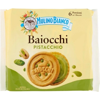 Barilla Mulino Bianco Baiocchi Pistacchio sušenky s pistáciovým krémem 168 g