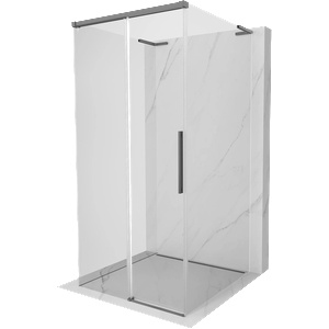 Mexen Rox-3S L тричелна плъзгаща се душ кабина 120 x 120 см, прозрачно стъкло, gun metal - 8C2L-120-120-95-00-3S (8C2L-120-120-95-00-3S)