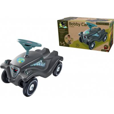 BIG auto Bobby Car Classic Eco ekologické šedé s klaksonem a trendy nálepkami
