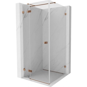 Mexen Lunar T лява отваряема душ кабина 90 x 90 см, прозрачна, розово злато (834T-090-090-60-00-L)