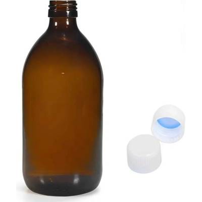 Luna Skleněná lékovka s bílým uzávěrem s pojistkou 1000 ml