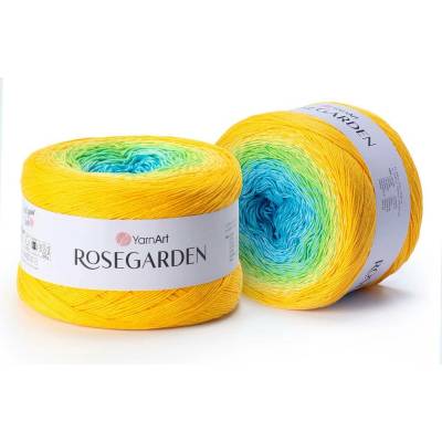 Yarn Art Rosegarden 310 modrá, světle modrá, jarní zelená, žlutá