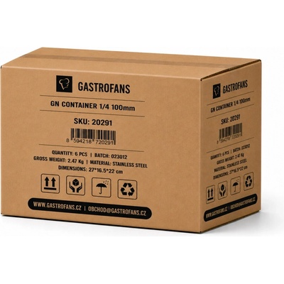 Gastrofans Výhodný multipack 6x Gastronádoba 1/4 GN 100 mm, nerezová, plná