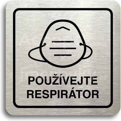 ACCEPT Piktogram používejte respirátor IV - stříbrná tabulka - černý tisk