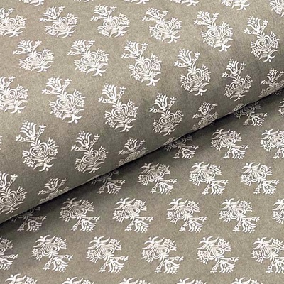 Bavlněné plátno P0516 šedé, bílý motiv, š.140