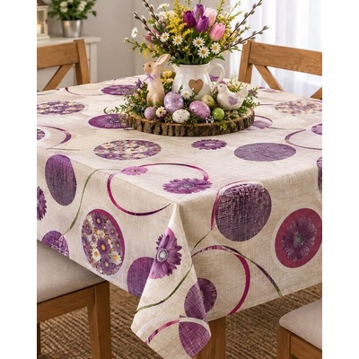 Impol Trade Obrus PVC Z-D 5 margarétky na mriežkovanom podklade návin 20 m x 140 cm