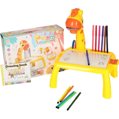 KIK Kresliaci stôl pre deti s projektorom žirafa žltý