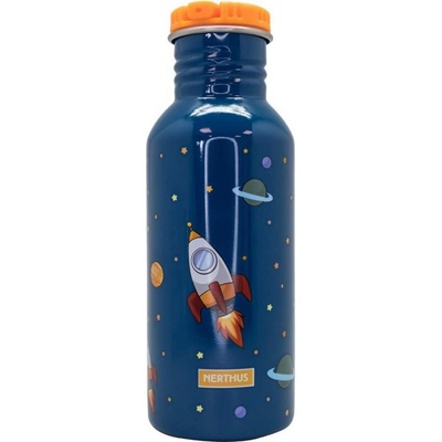 Nerthus 500 мл детска бутилка със сламка Nerthus с декор Космос