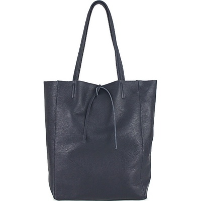 Kožená shopper kabelka 396 tmavě modrá Modrá