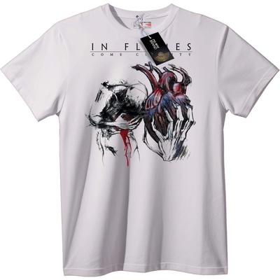 NOONEBRAND Тениска IN FLAMES с изкуство на разбито сърце - 2XL, White
