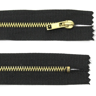 Kovový zip no.3 nerozepínací 10cm mosazné zlaté zoubky - více barev color: 732 černá