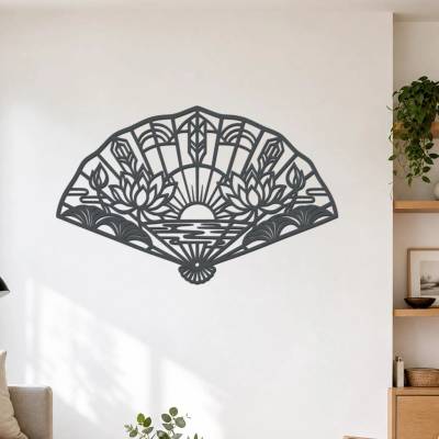 dřevo života Dřevěná dekorace na zeď Vějíř LETNÍ ZAHRADA Zvolte rozměr šxv (cm): 60x38, Zvolte barvu dekoru: Antracitová