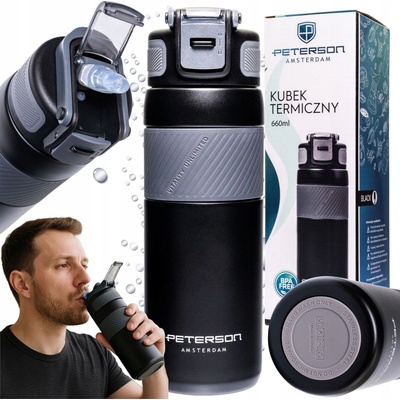 Peterson termohrnek nerezová ocel 660 ml černý