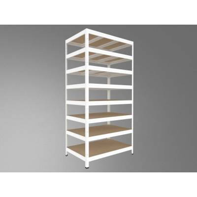 Biedrax Regál do sklepa 35 x 120 x 270 cm, bílý, 8 polic MDF, nosnost 200 kg na polici