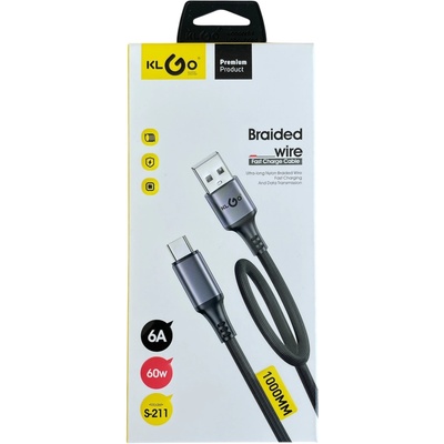 KLGO Кабел за зареждане 100см KLGO S-211, Type-C, FAST CHARGING (3176)