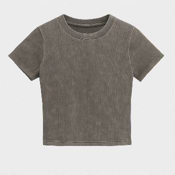 I Saw It First Тениска I Saw It First Acid Wash Cropped Tshirt - Grey