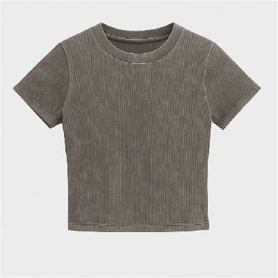 I Saw It First Тениска I Saw It First Acid Wash Cropped Tshirt - Grey