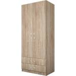 Bogdan Furniture I Двукрилен гардероб Mod 1008 с чекмеджета, Сонома тъмна