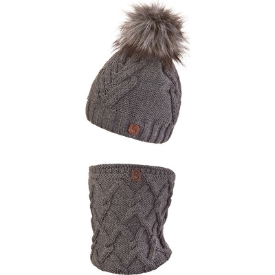 Baridi Wear Set pletená čepice s BAMBULÍ a nákrčník Outlast tm.šedá
